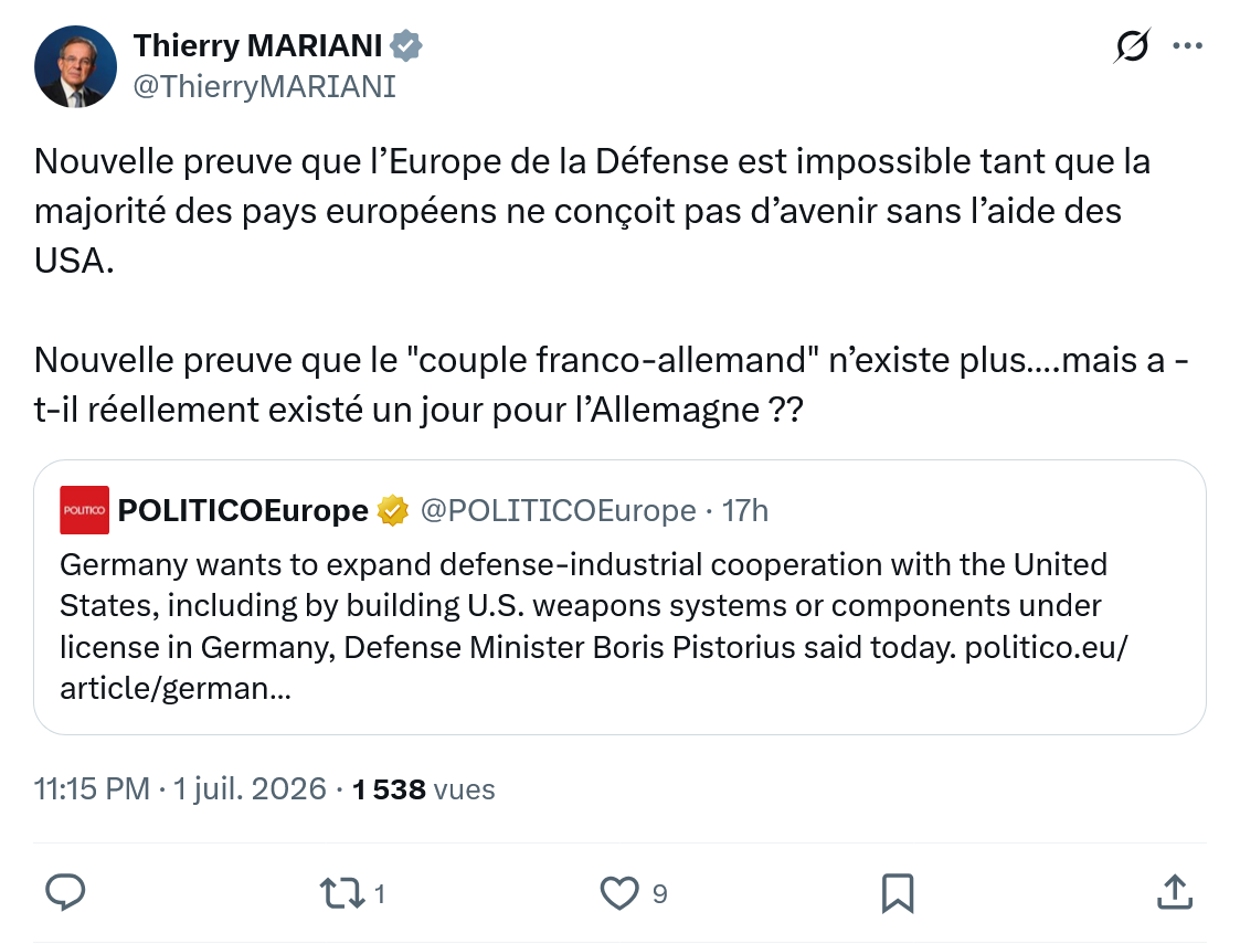 Thierry Mariani: Nouvelle preuve que l’Europe...