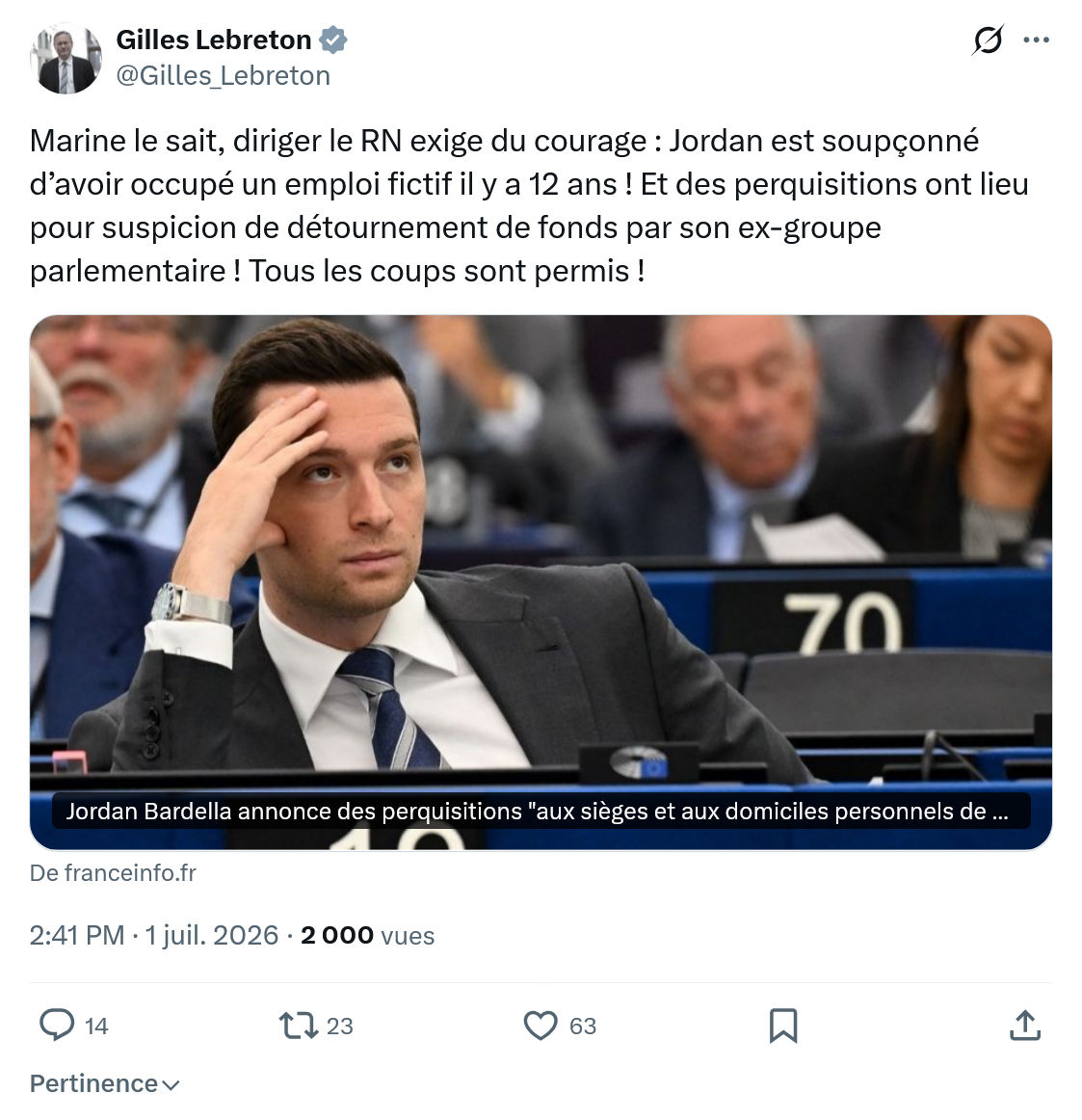 Gilles Lebreton: Marine le sait...