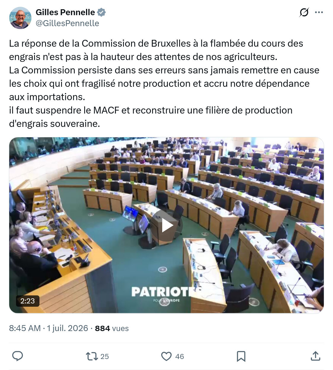 Gilles Pennelle: La réponse de la Commission...