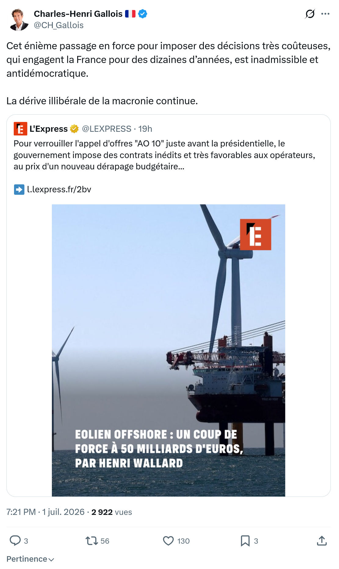 Charles-Henri Gallois: Cet énième passage en force pour...
