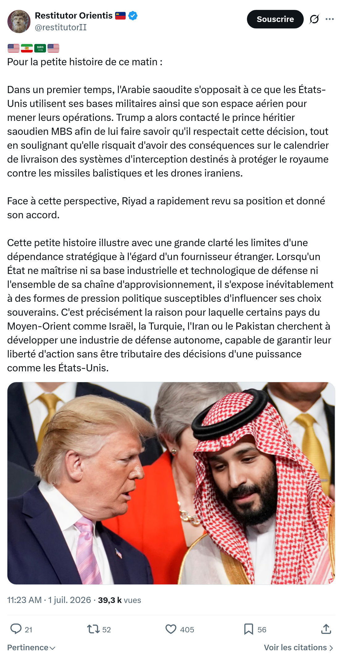 Restitutor Orientis: Pour la petite histoire de ce matin...