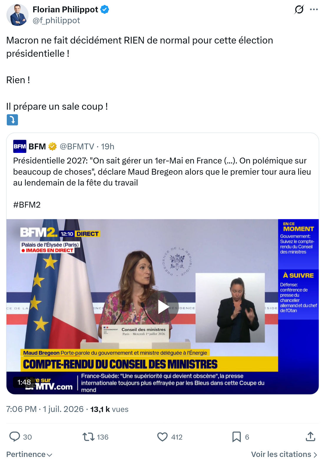 Florian Philippot: Macron ne fait décidément...