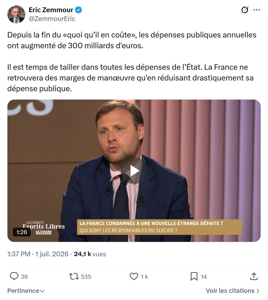 Eric Zemmour: Depuis la fin du «quoi qu’il en coûte»...
