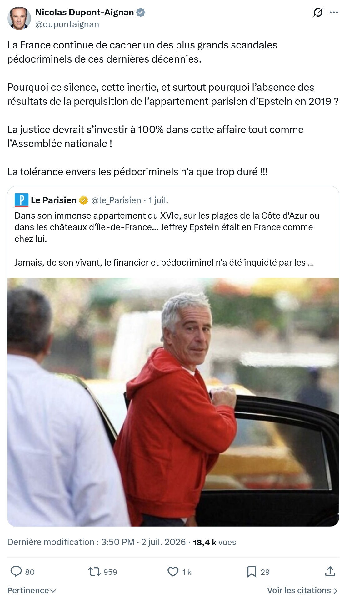 Nicolas Dupont-Aignan: La France continue de cacher...