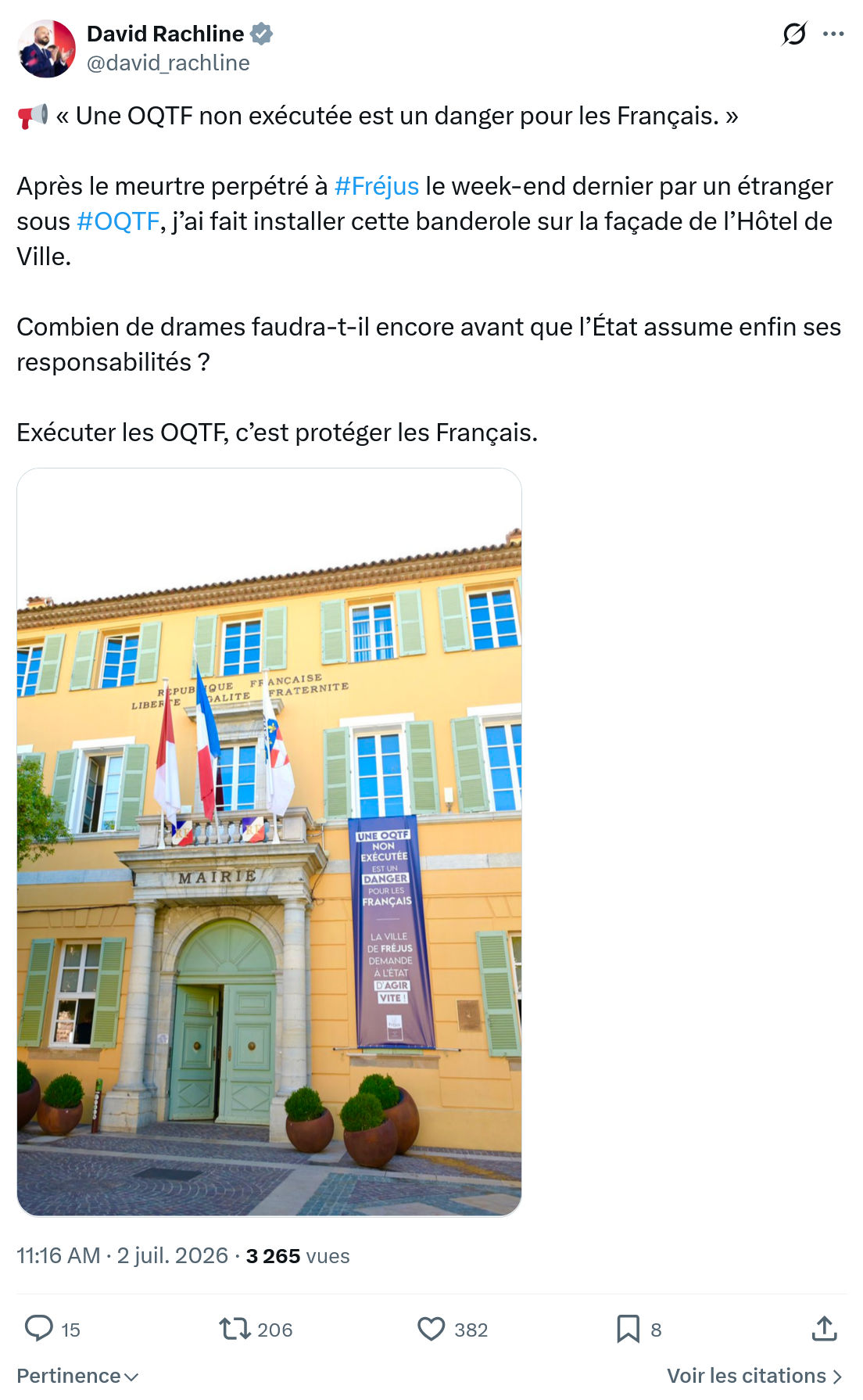 David Rachline: Une OQTF non exécutée est...