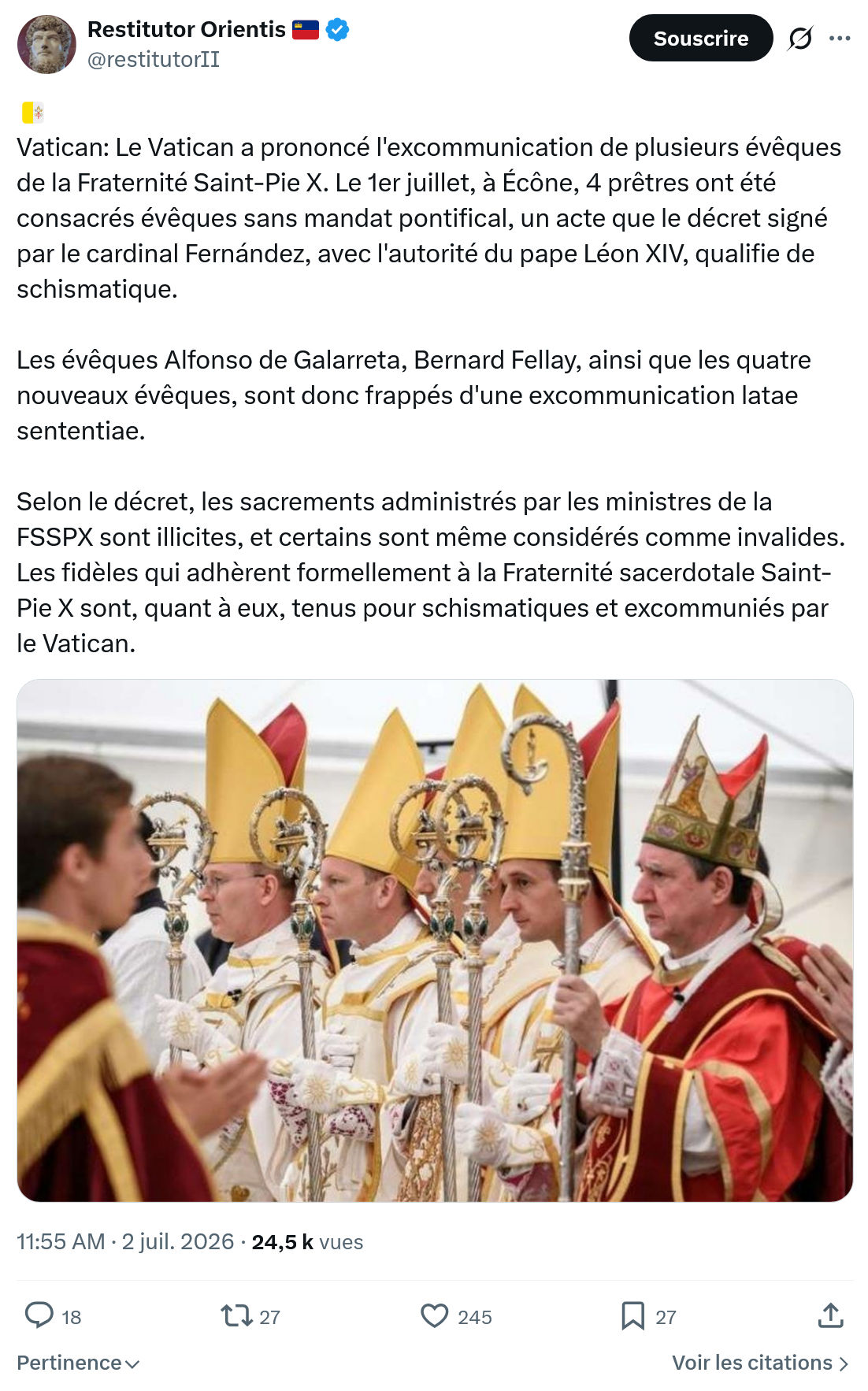 Restitutor Orientis: Vatican: Le Vatican a prononcé...