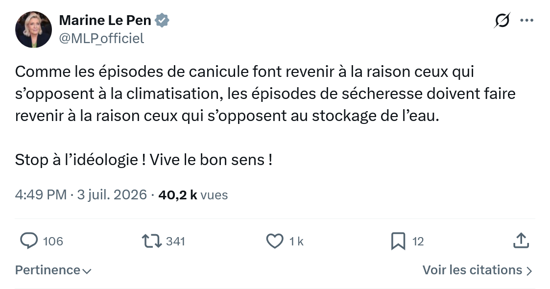 Marine Le Pen: Comme les épisodes de canicule...