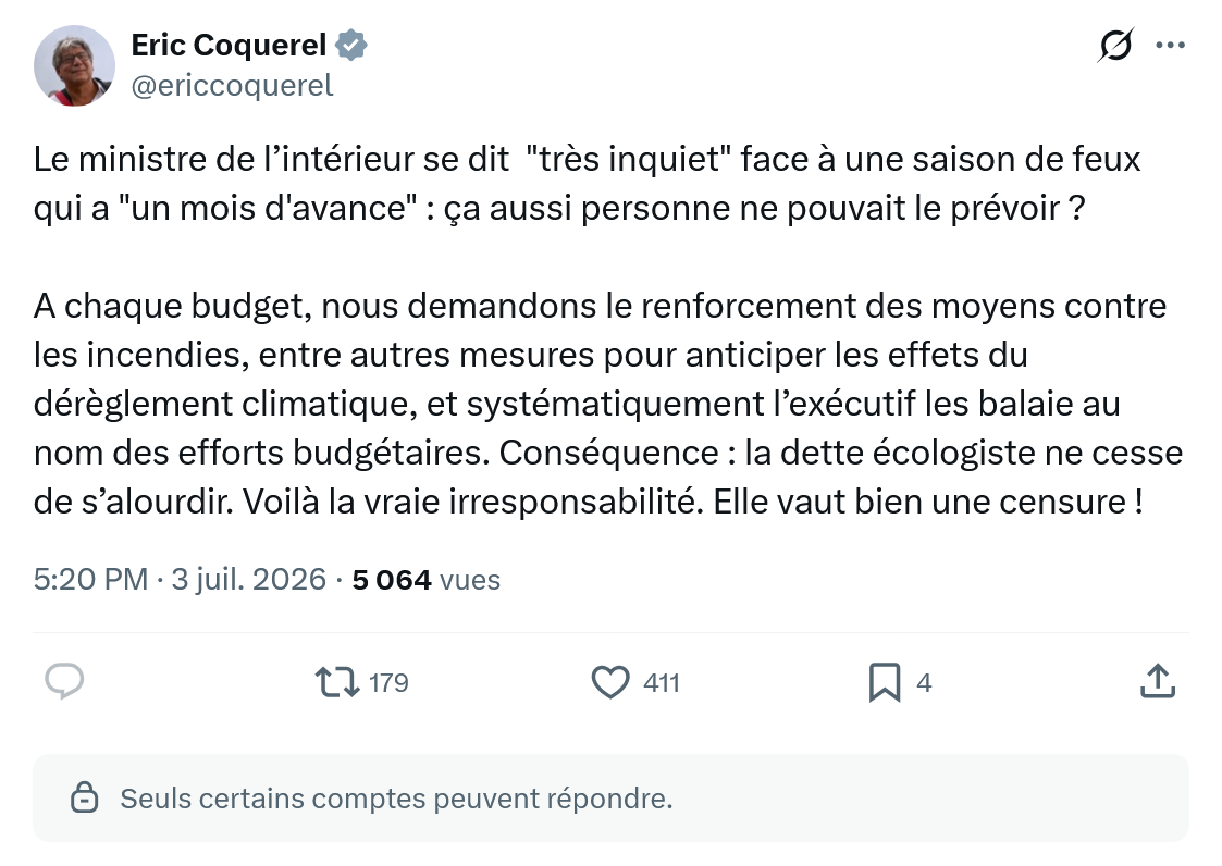Eric Coquerel: Le ministre de l’intérieur se dit...