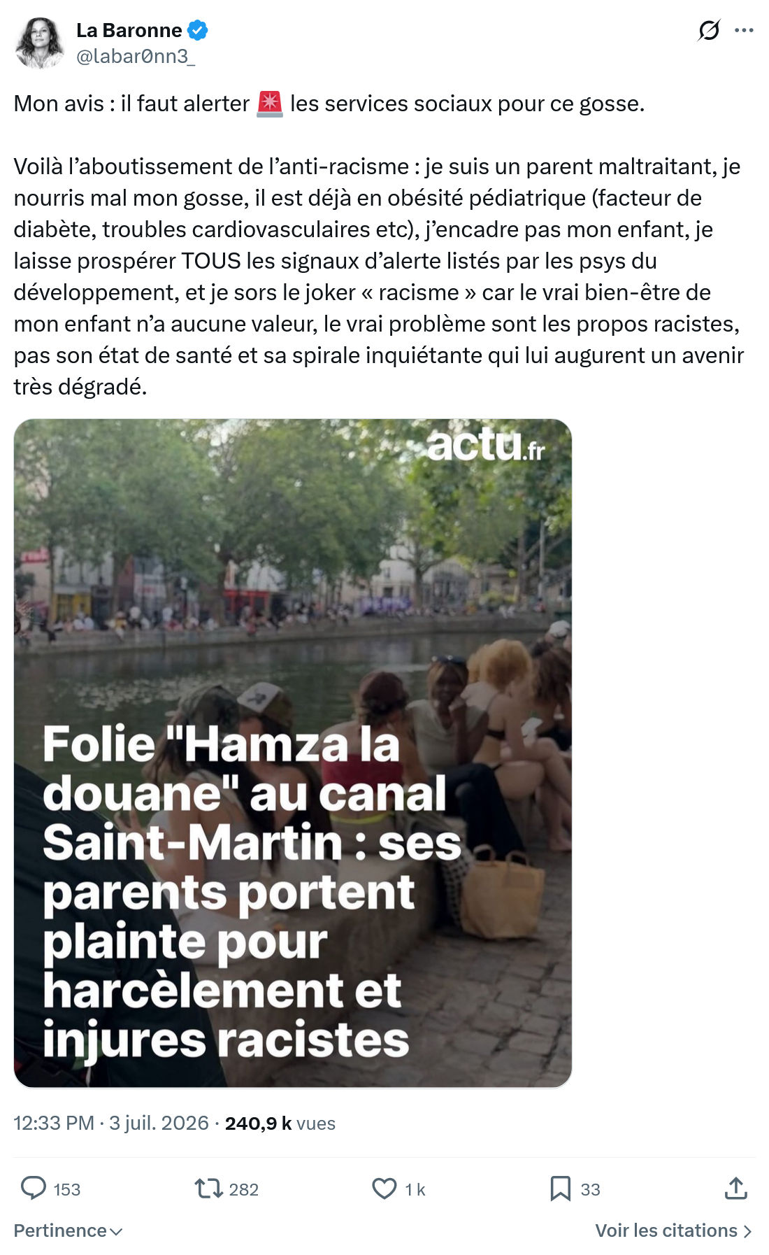 La Baronne: Mon avis : il faut alerter...