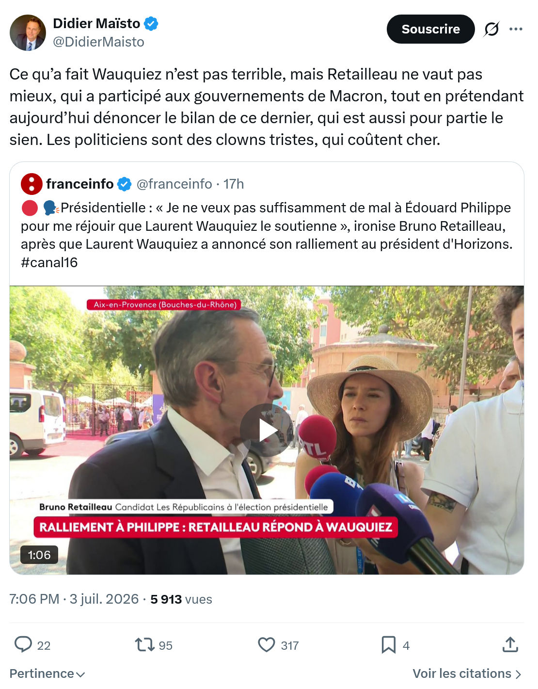 Didier Maïsto: Ce qu’a fait Wauquiez n’est pas...