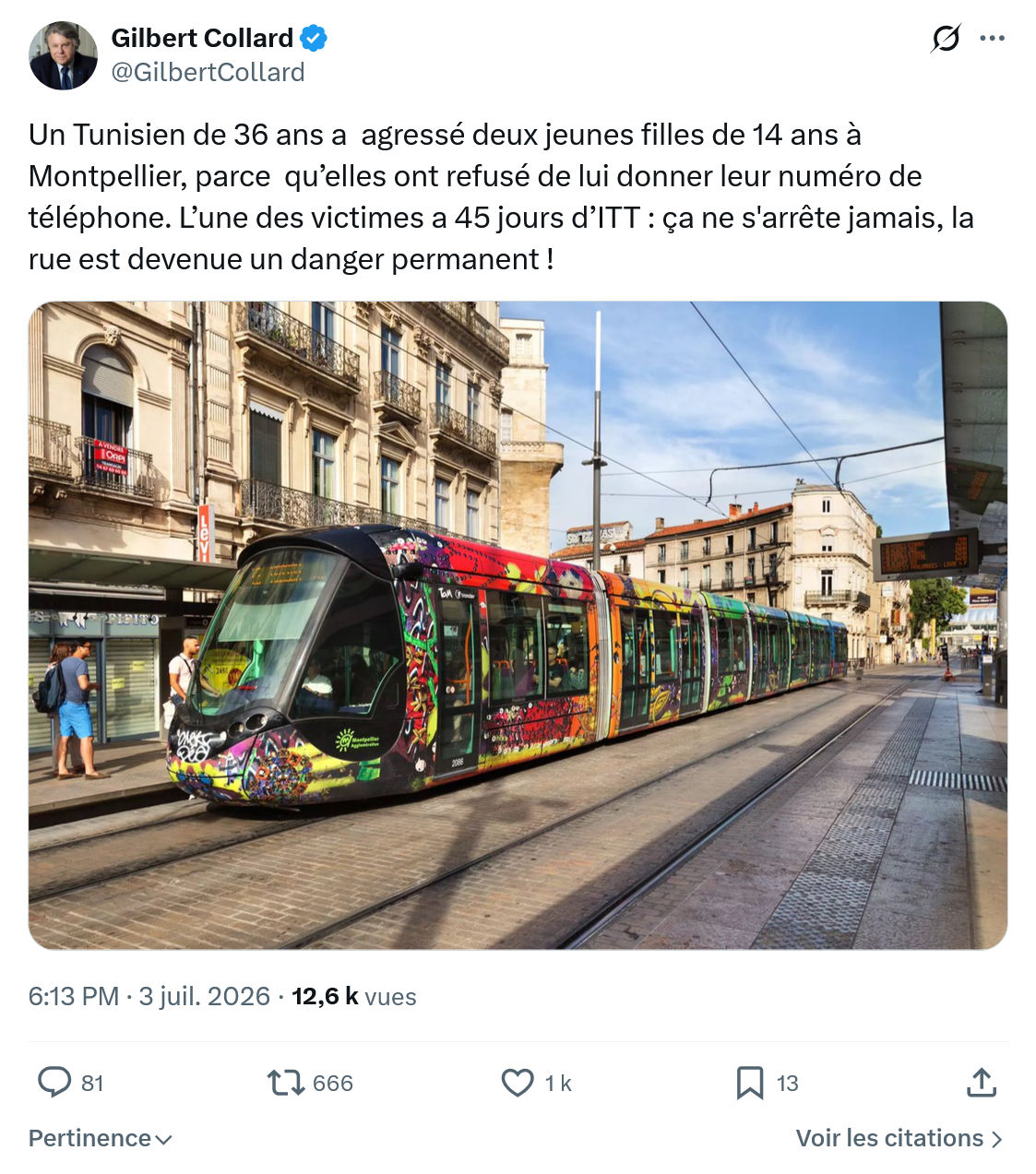 Gilbert Collard: Un Tunisien de 36 ans a agressé...