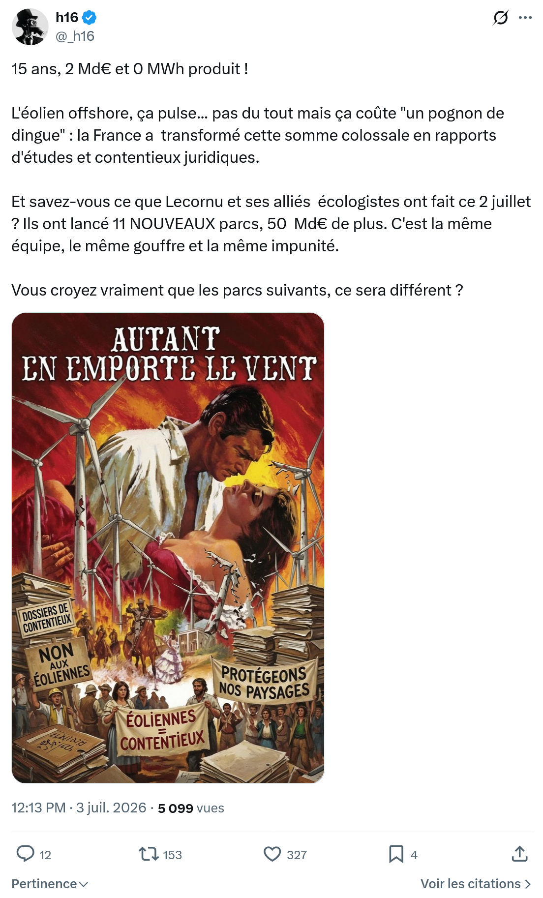 h16: 15 ans, 2 Md€ et 0 MWh produit !...