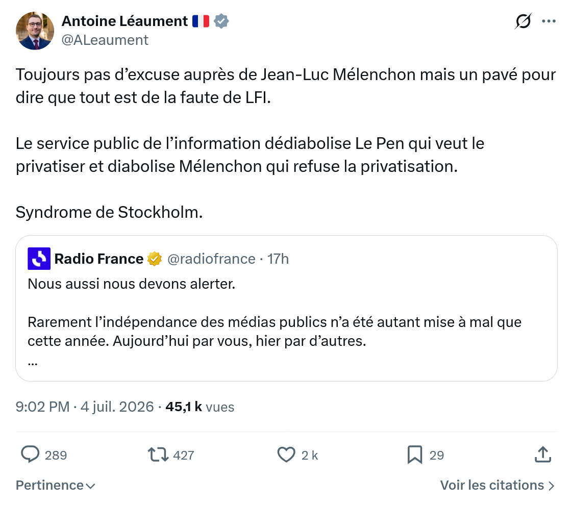 Antoine Léaument: Toujours pas d’excuse auprès...