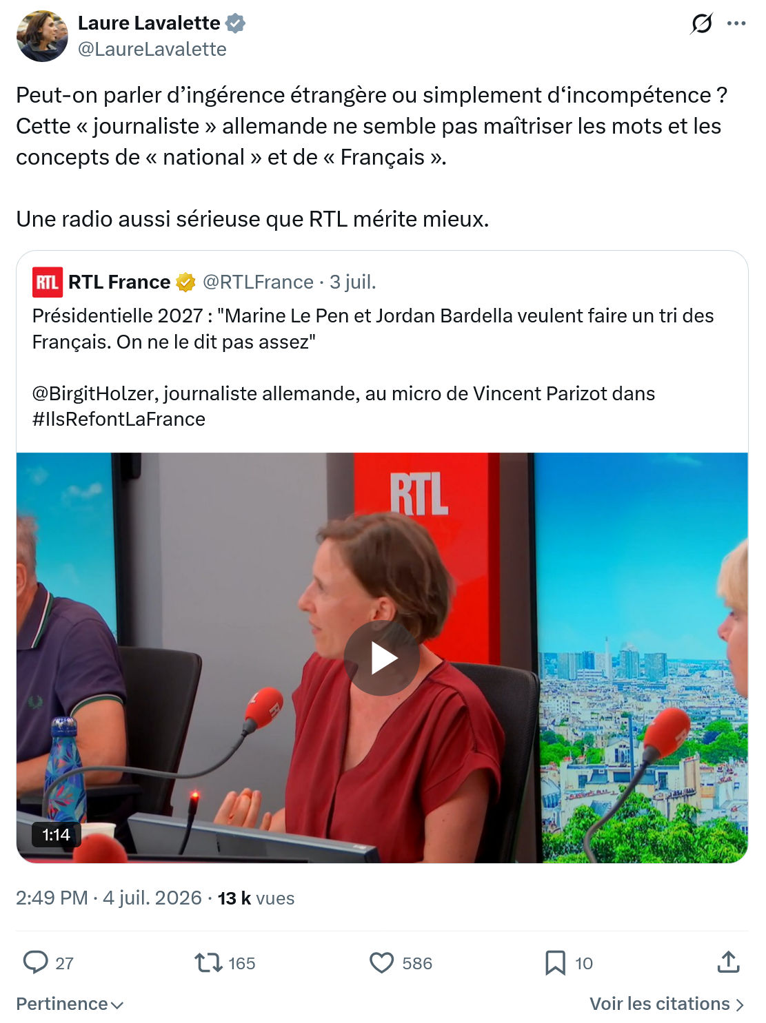 Laure Lavalette: Peut-on parler d’ingérence...