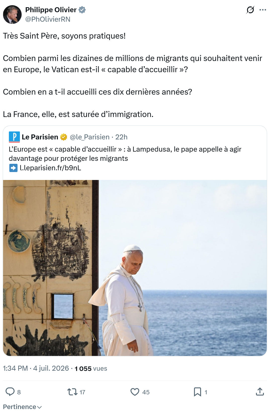 Philippe Olivier: Très Saint Père, soyons pratiques!...