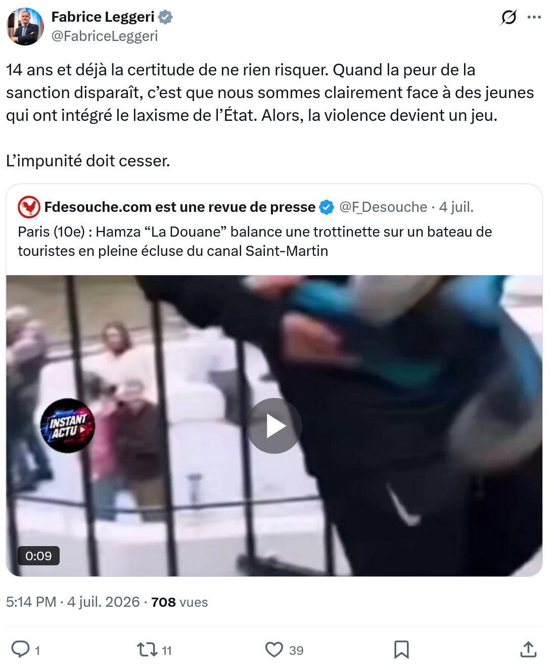 Fabrice Leggeri: 14 ans et déjà la certitude...