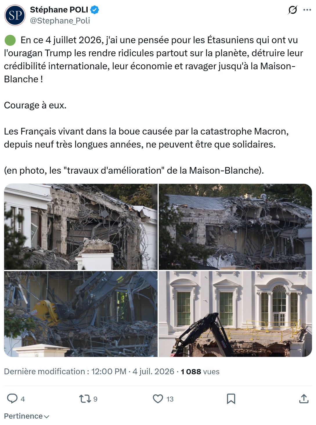 Stephane Poli: En ce 4 juillet 2026...