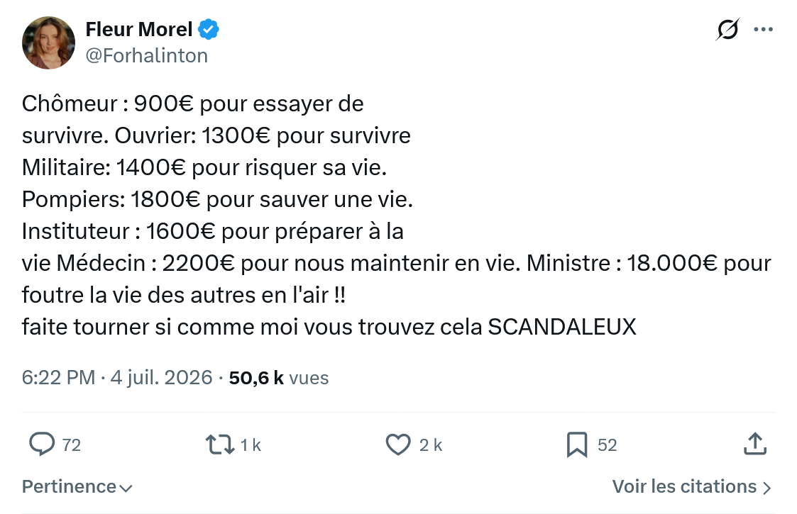 Fleur Morel: Chômeur : 900€ pour...