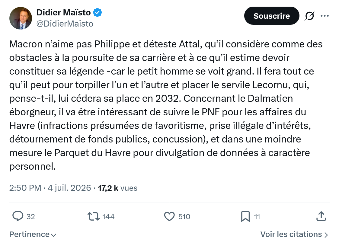 Didier Maïsto: Macron n’aime pas Philippe...