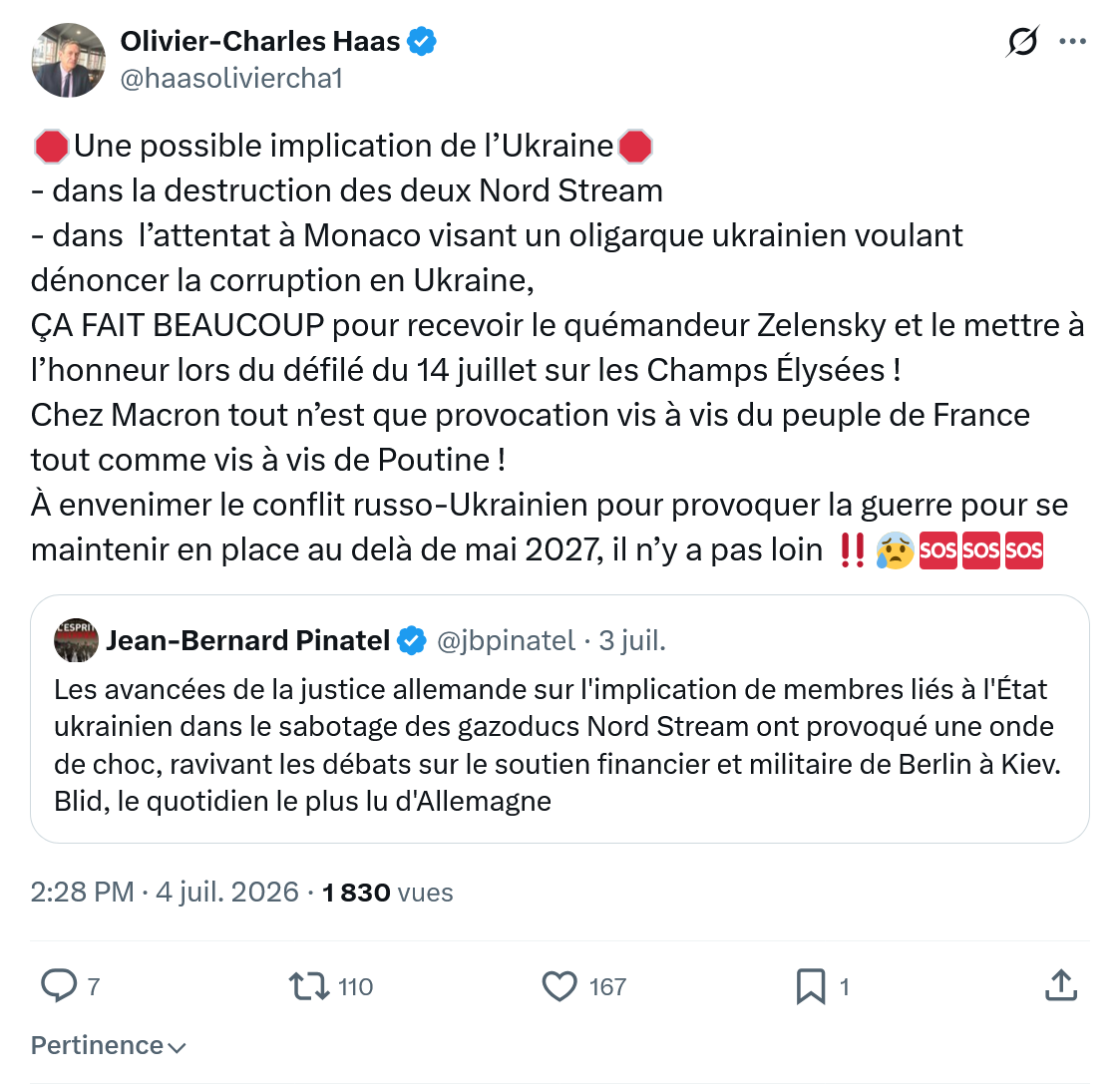 Olivier-Charles Haas: Une possible implication de l’Ukraine...