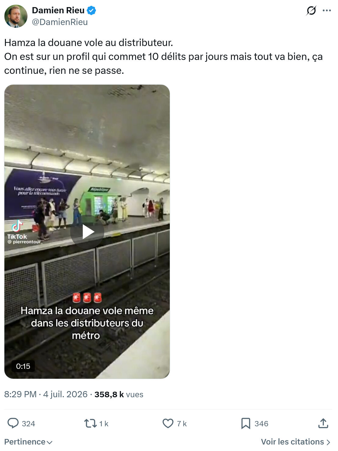 Damien Rieu: Hamza la douane vole au distributeur...