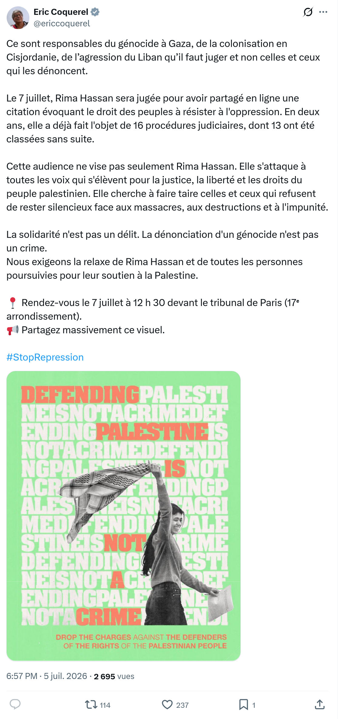 Eric Coquerel: Ce sont responsables du génocide à Gaza...