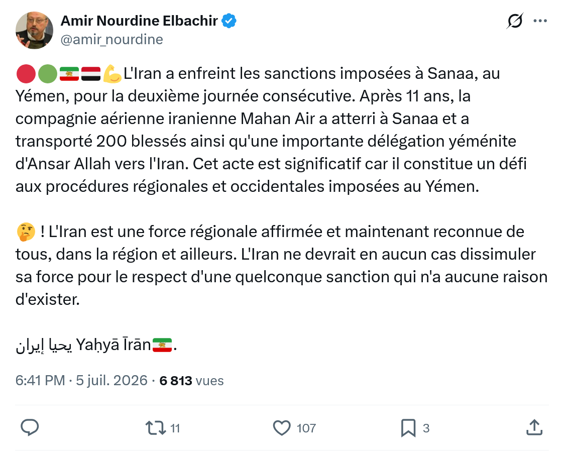Amir Nourdine Elbachir: L'Iran a enfreint les sanctions...