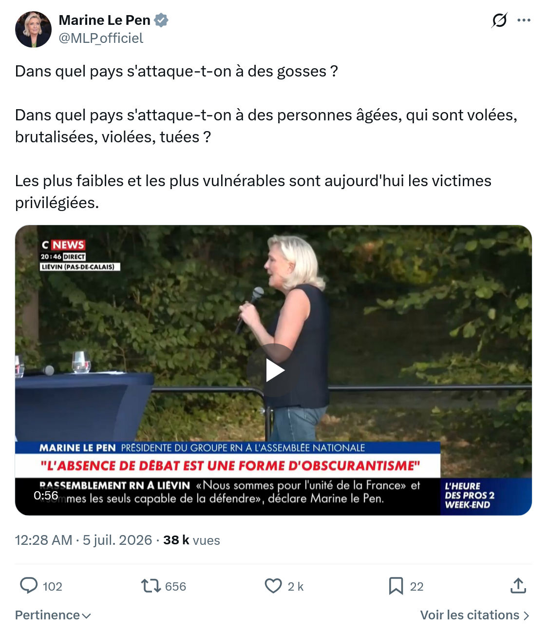 Marine Le Pen: Dans quel pays s'attaque-t-on à des gosses ?...