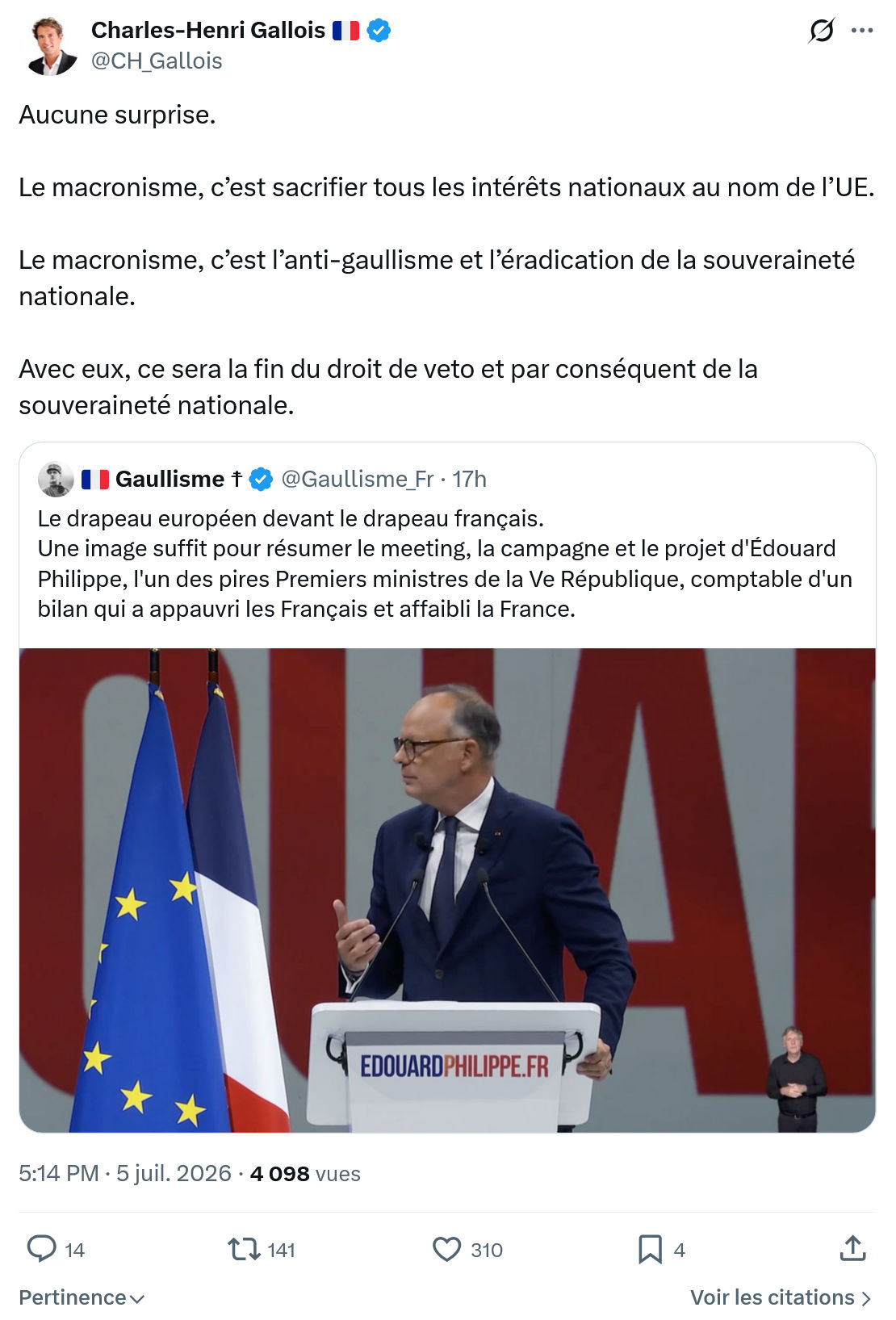 Charles-Henri Gallois: Aucune surprise...