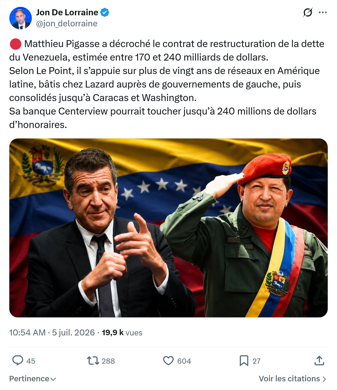 Jon De Lorraine: Matthieu Pigasse a décroché...
