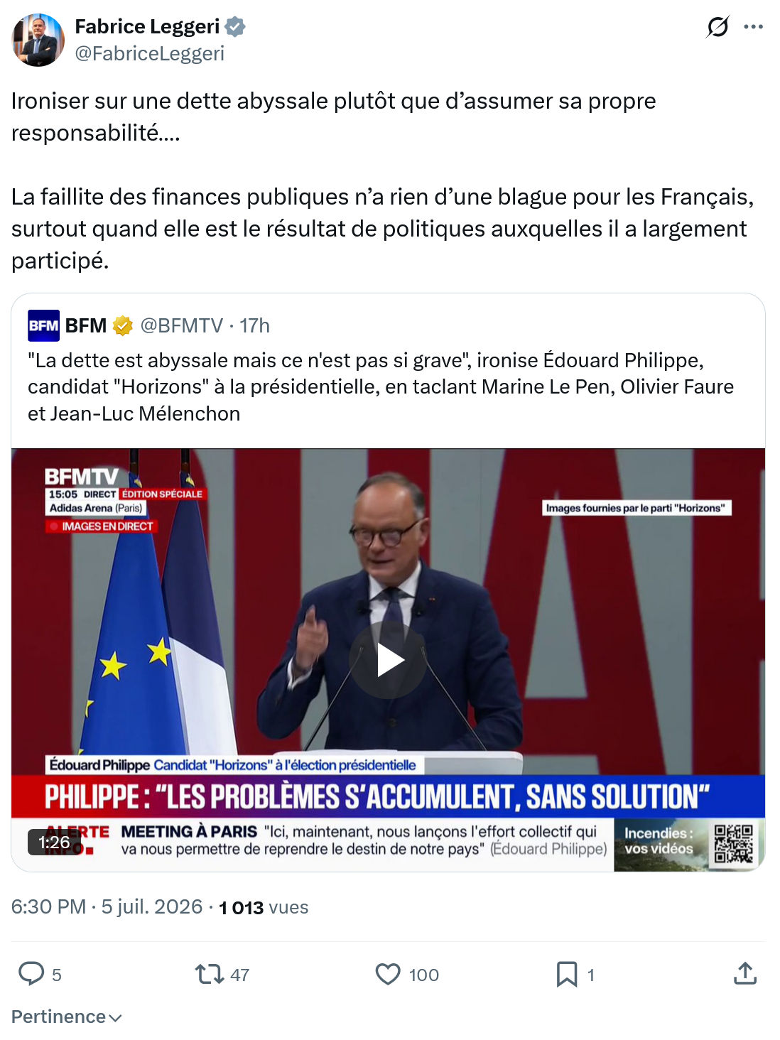Fabrice Leggeri: Ironiser sur une dette...