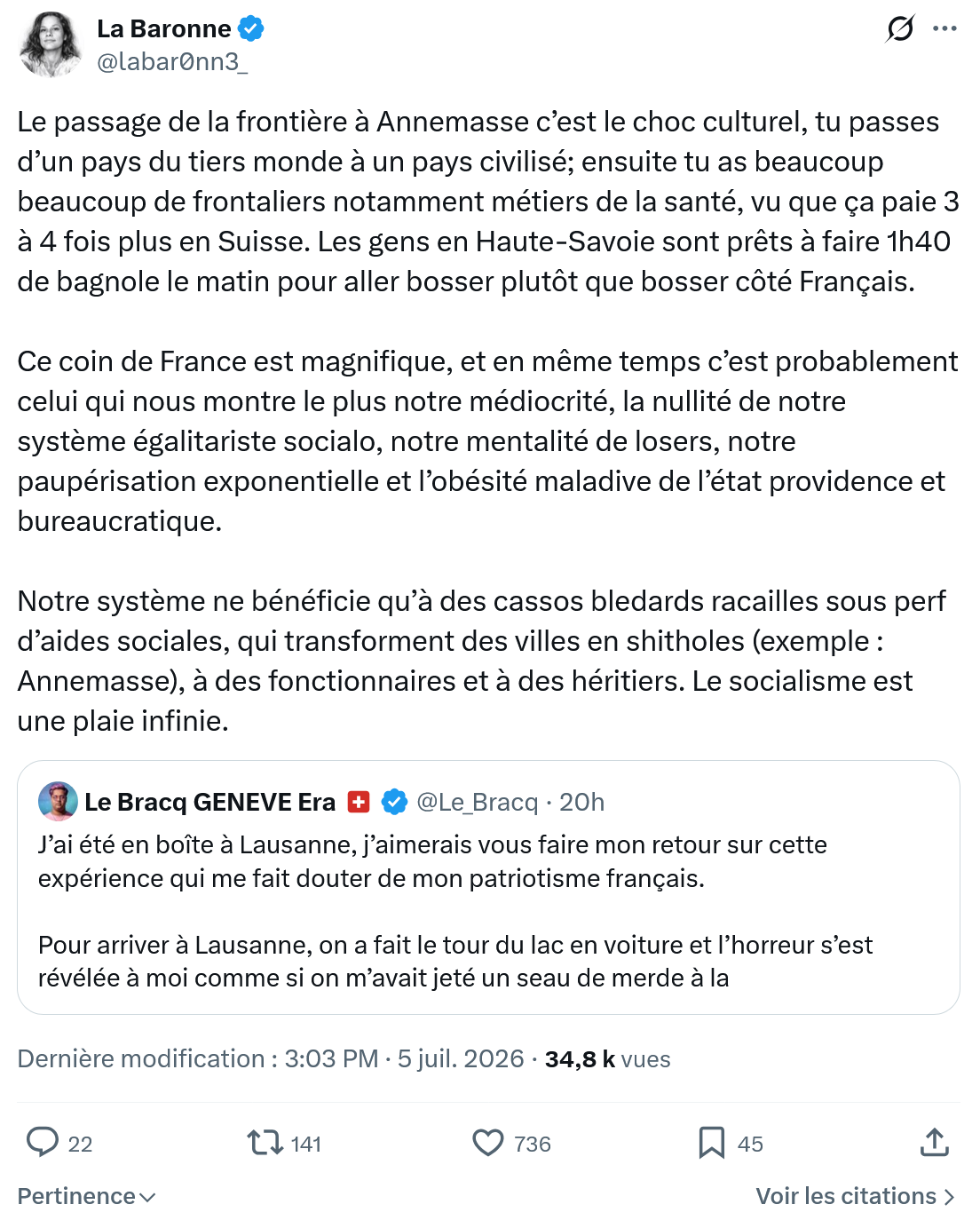 La Baronne: Le passage de la frontière...