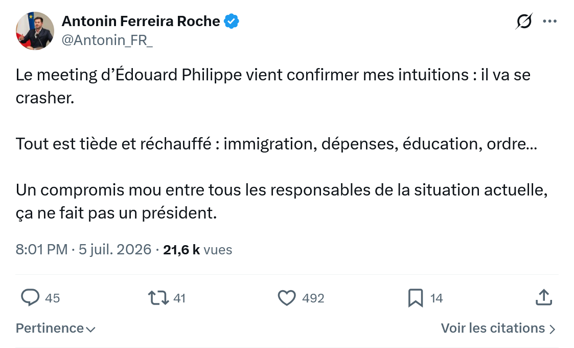 Antonin Ferreira Roche: Le meeting d’Édouard Philippe...