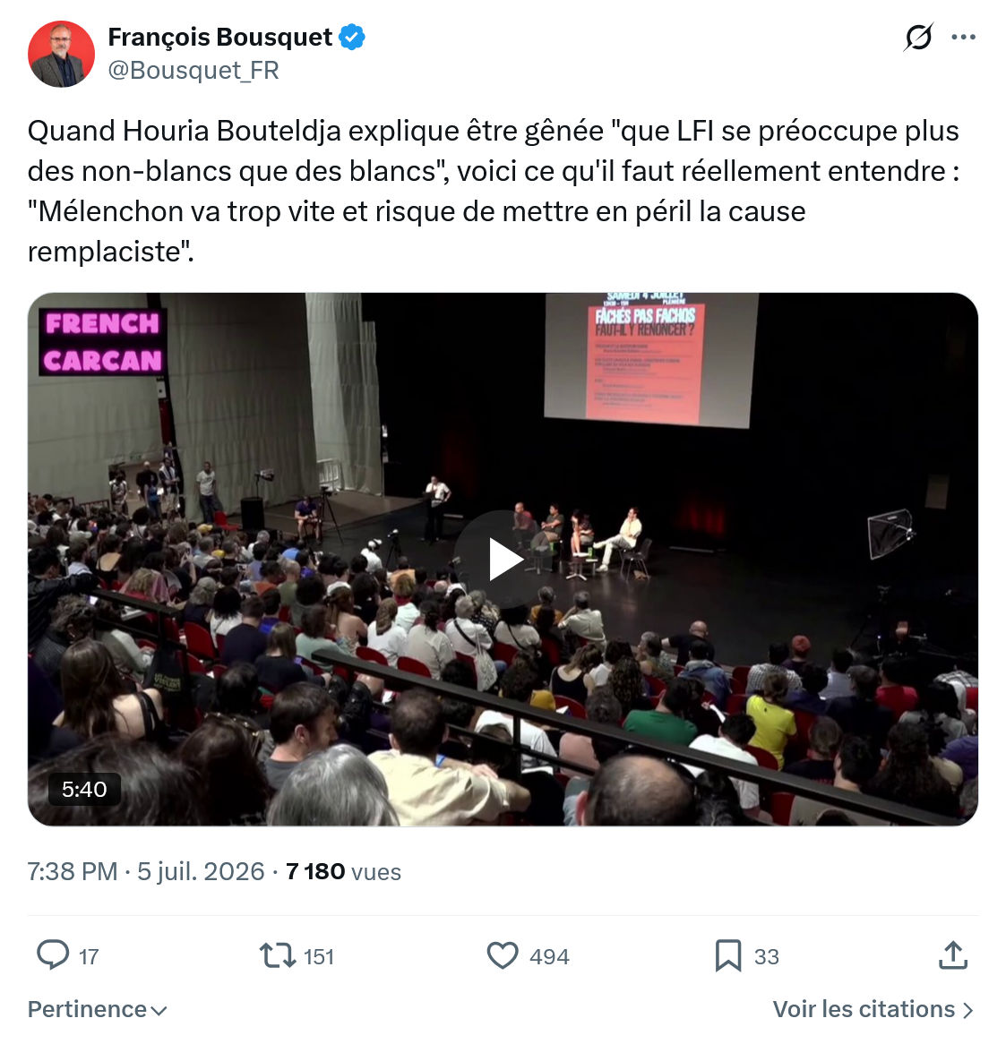 François Bousquet: Quand Houria Bouteldja...