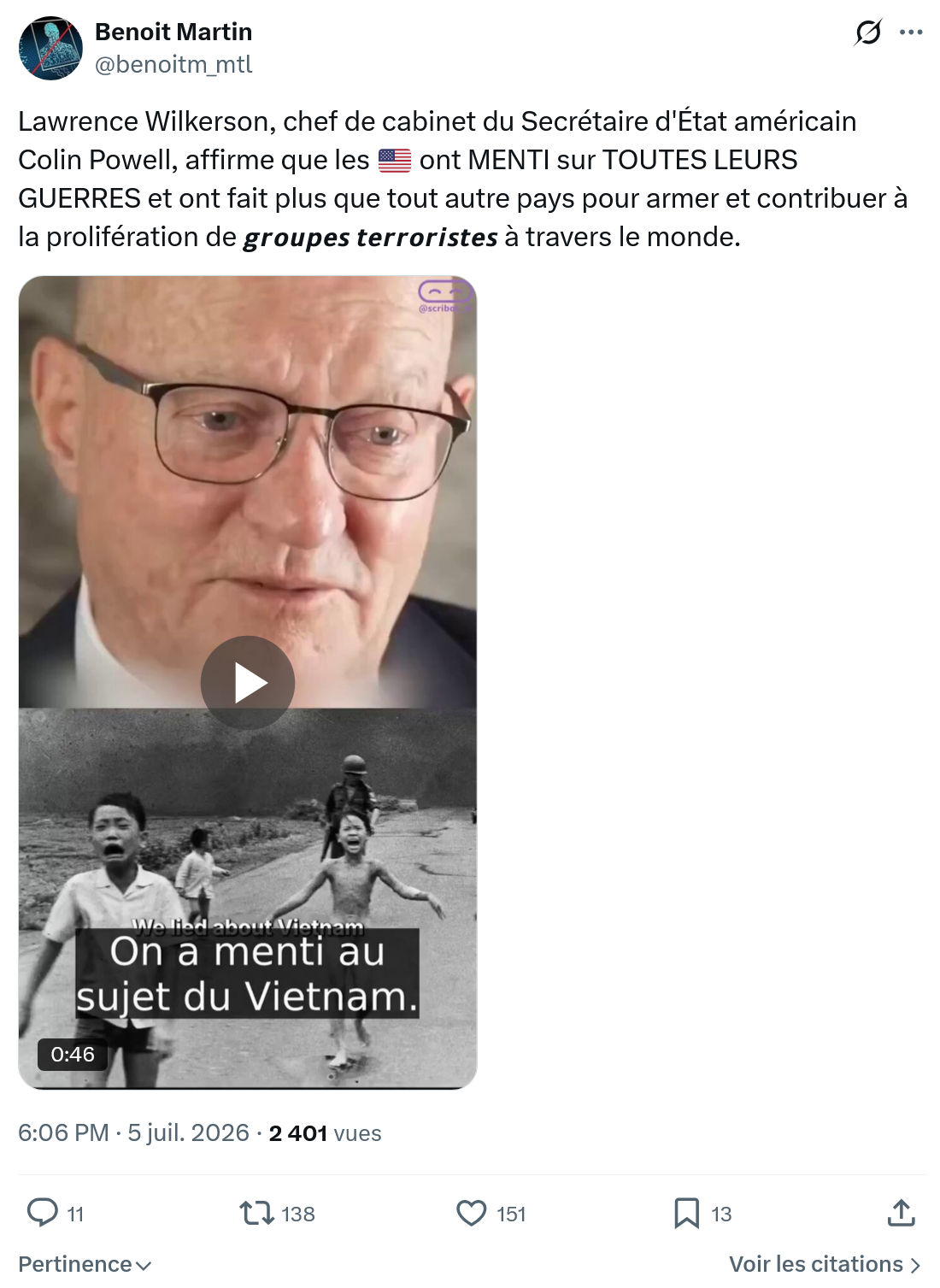 Benoît Martin: Lawrence Wilkerson...