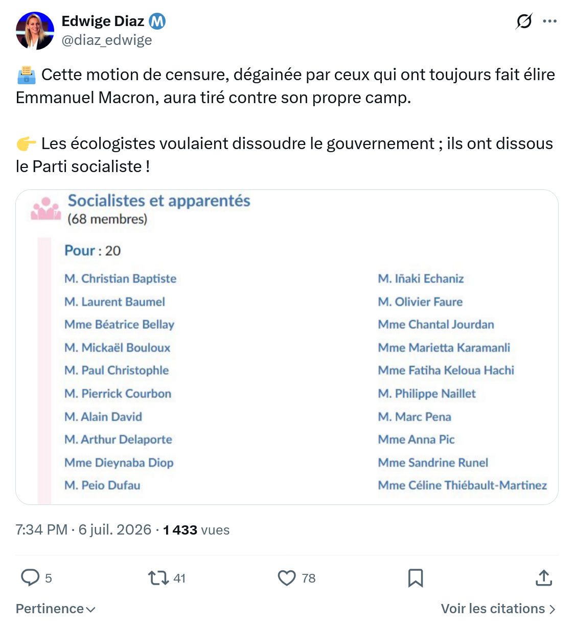 Edwige Diaz: Cette motion de censure...