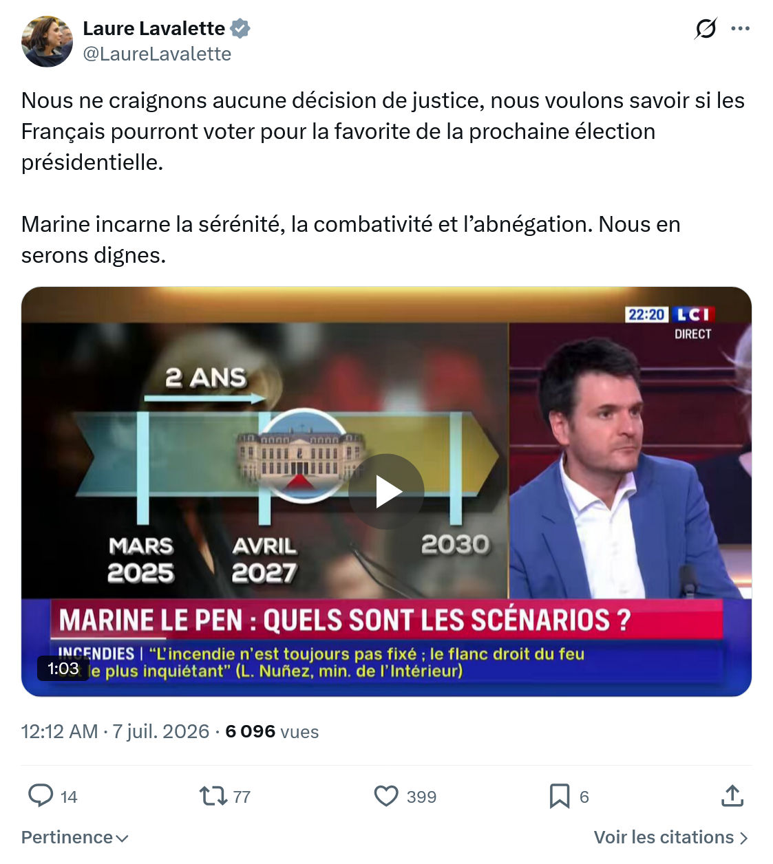 Laure Lavalette: Nous ne craignons aucune décision de justice...