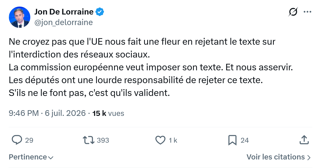 Jon De Lorraine: Ne croyez pas que l'UE...