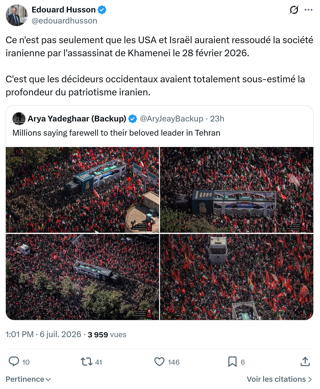 Édouard Husson: Ce n'est pas seulement que les USA et Israël...