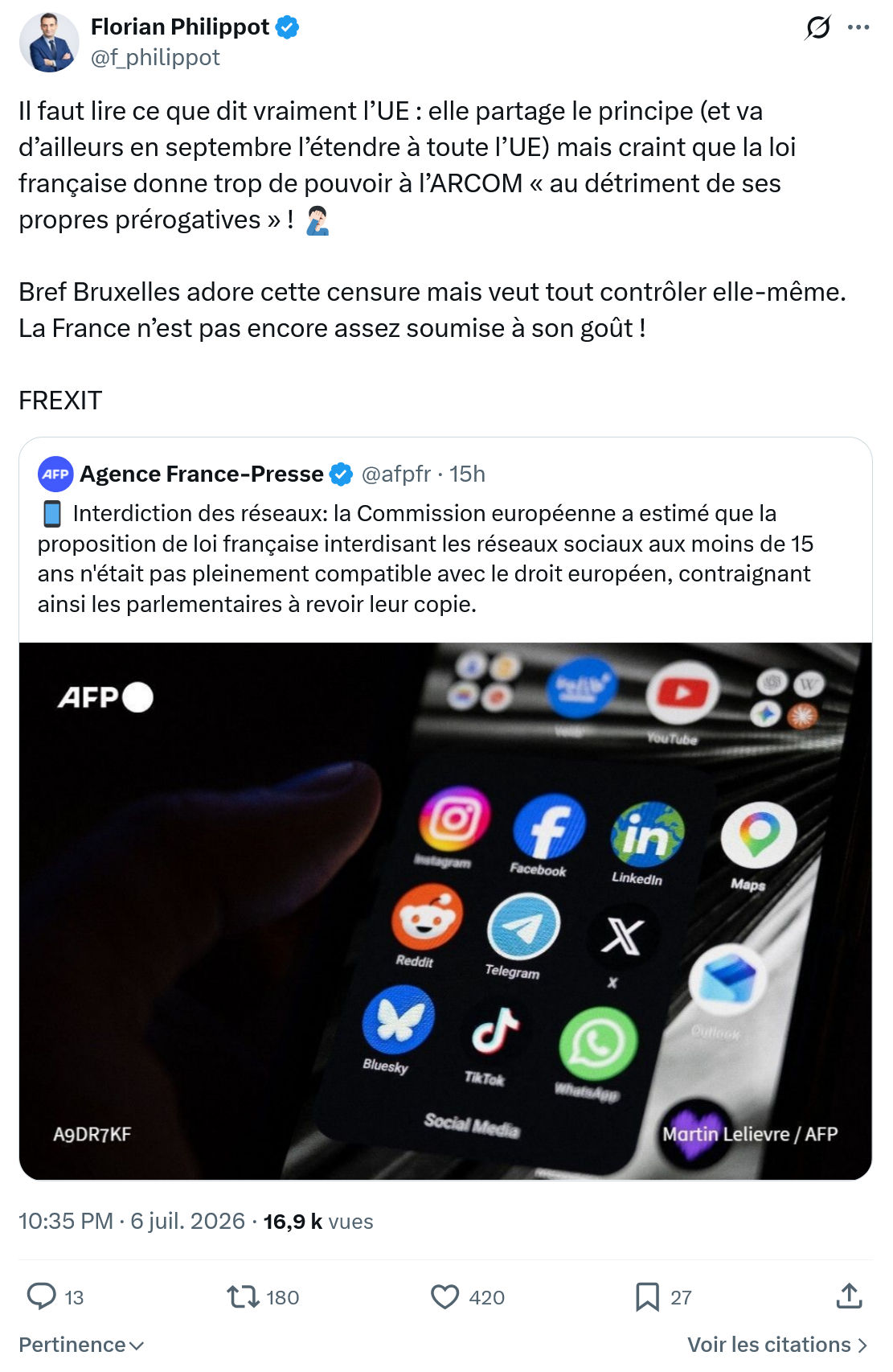 Florian Philippot: Il faut lire ce que dit vraiment l’UE...