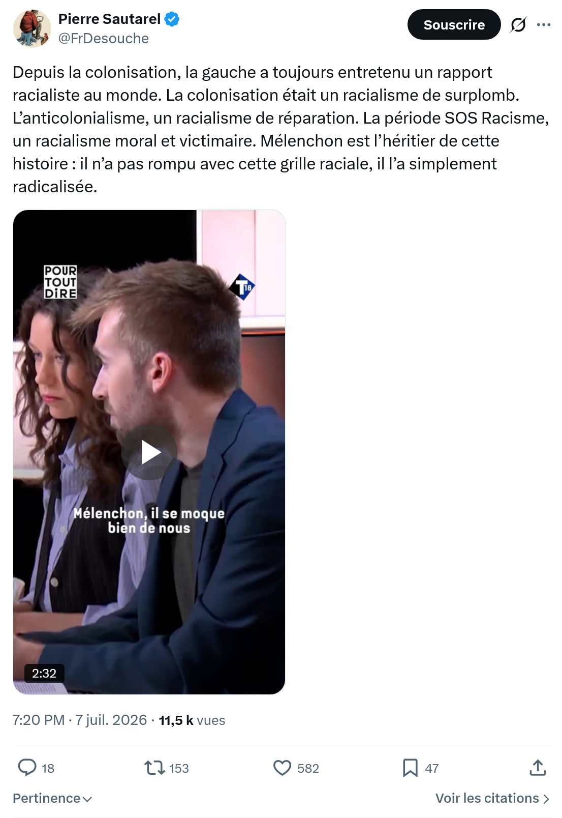 Pierre Sautarel: Depuis la colonisation...