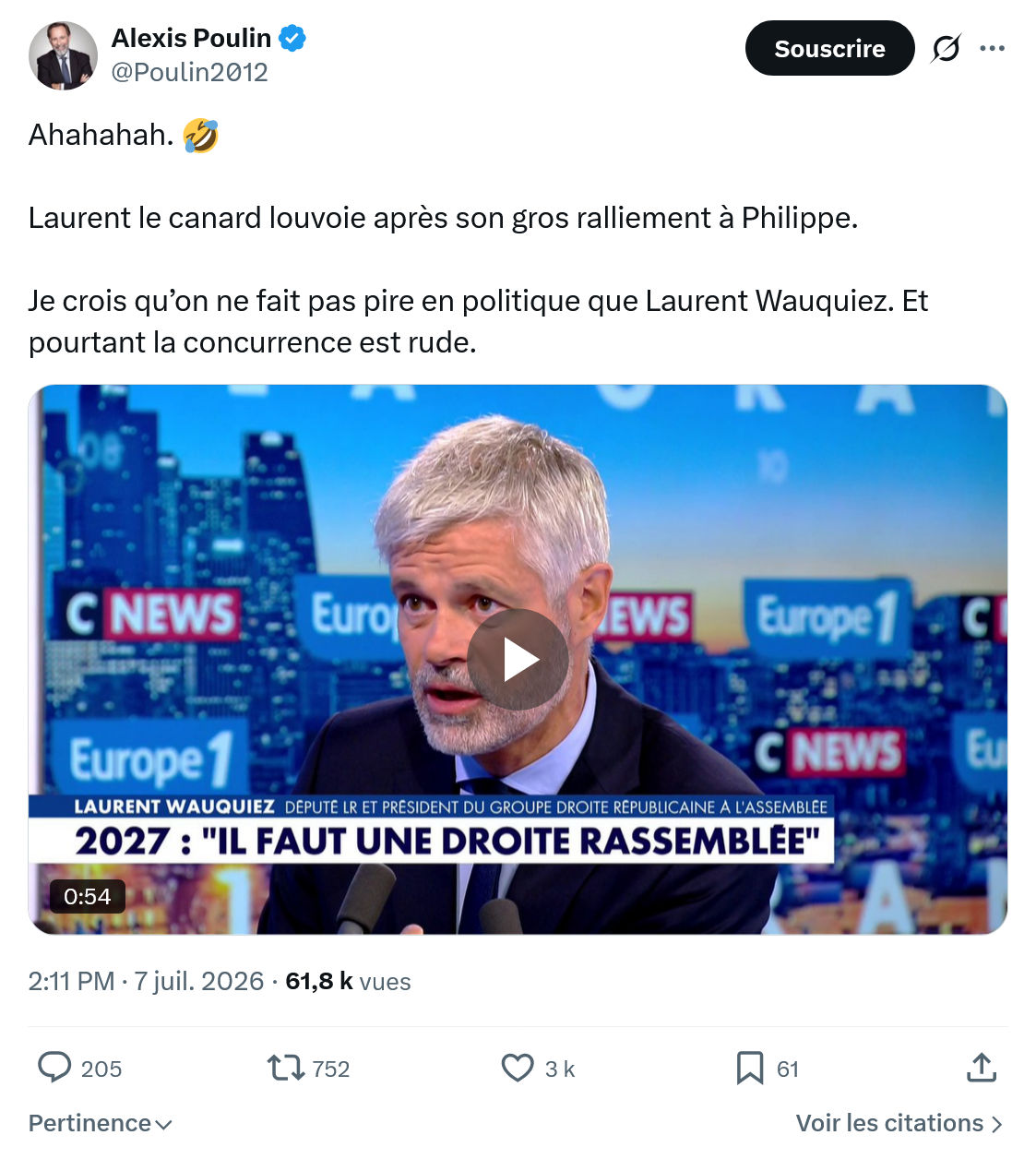 Alexis Poulin: Laurent le canard louvoie après son gros ralliement à Philippe...