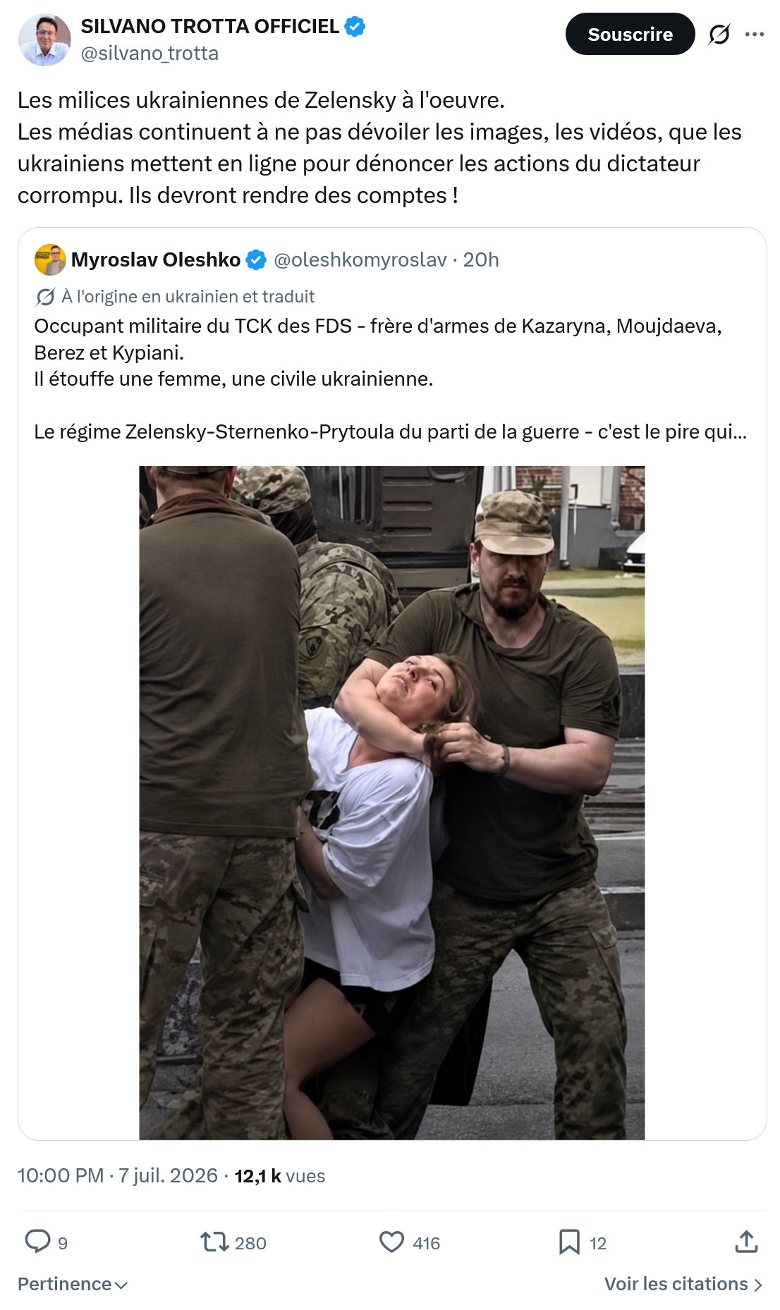 Silvano Trotta: Les milices ukrainiennes de Zelensky à l'oeuvre...