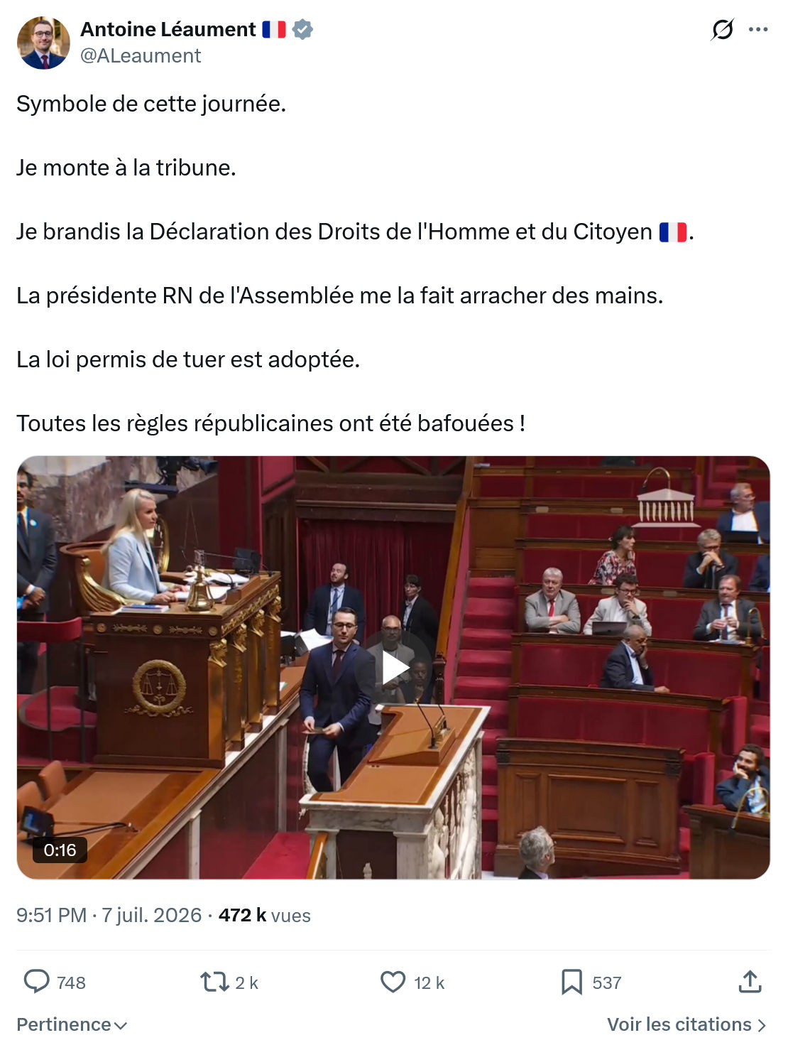 Antoine Léaument: Symbole de cette journée...