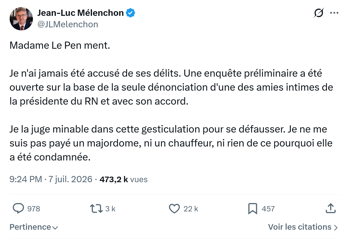 Jean-Luc Mélenchon: Madame Le Pen ment...