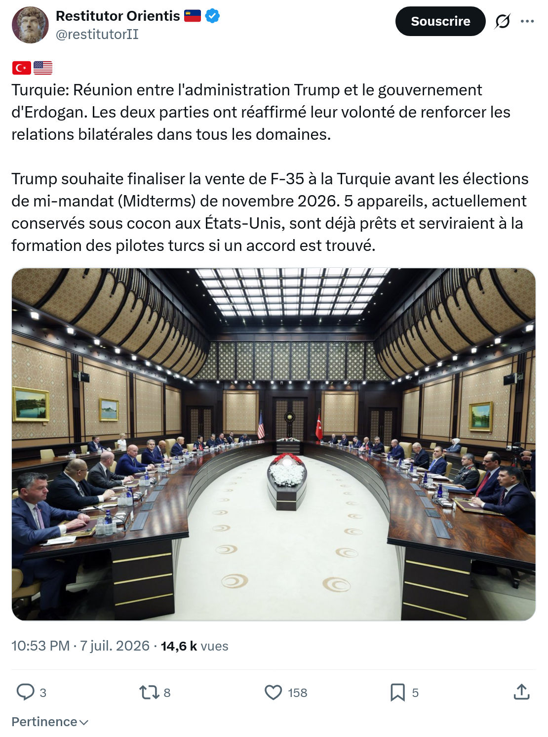 Restitutor Orientis: Turquie: Réunion entre l'administration Trump...