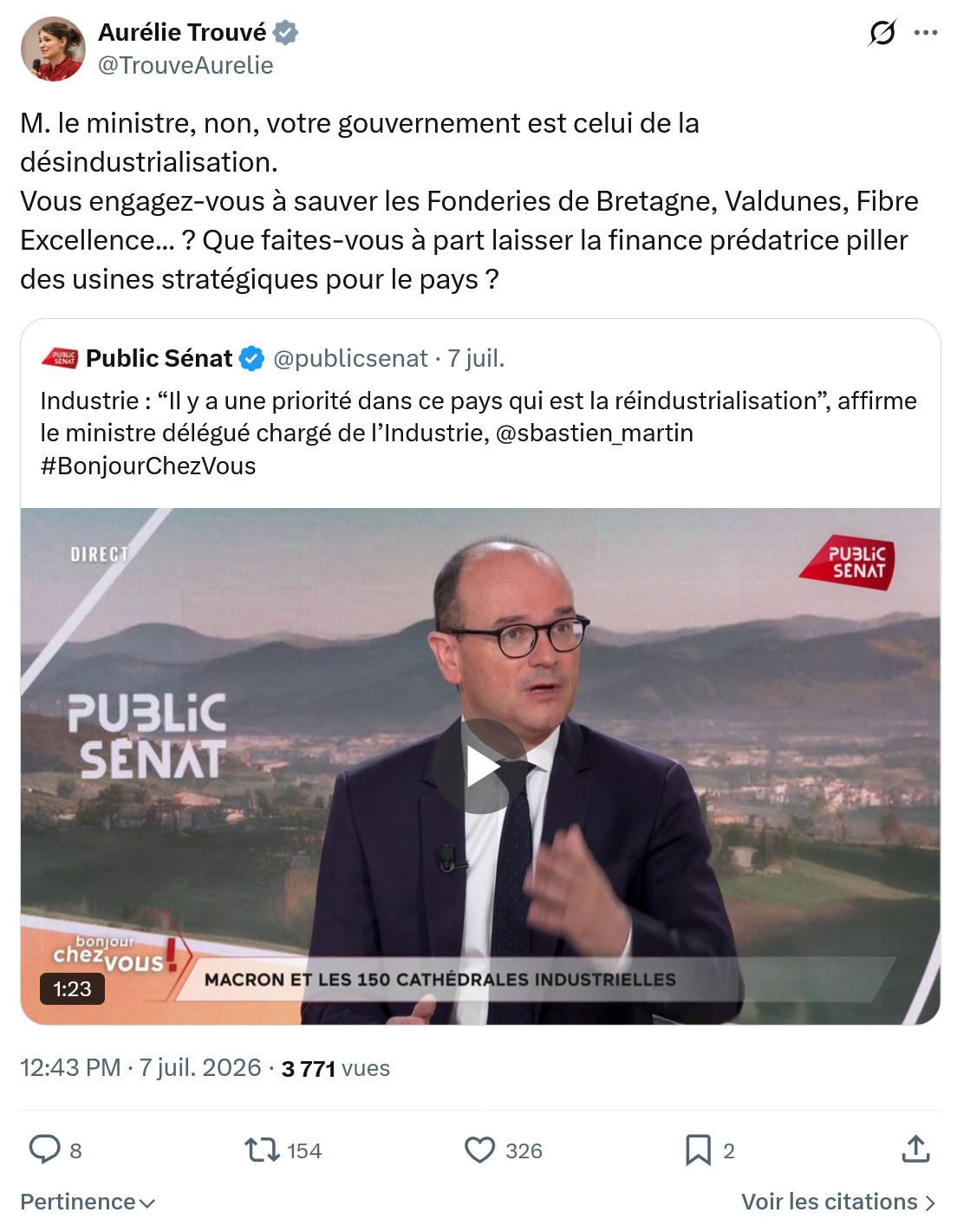 Aurélie Trouvé: M. le ministre, non, votre gouvernement est celui de la désindustrialisation...