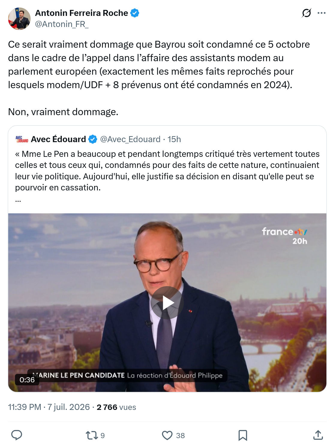 Antonin Ferreira Roche: Ce serait vraiment dommage que Bayrou...