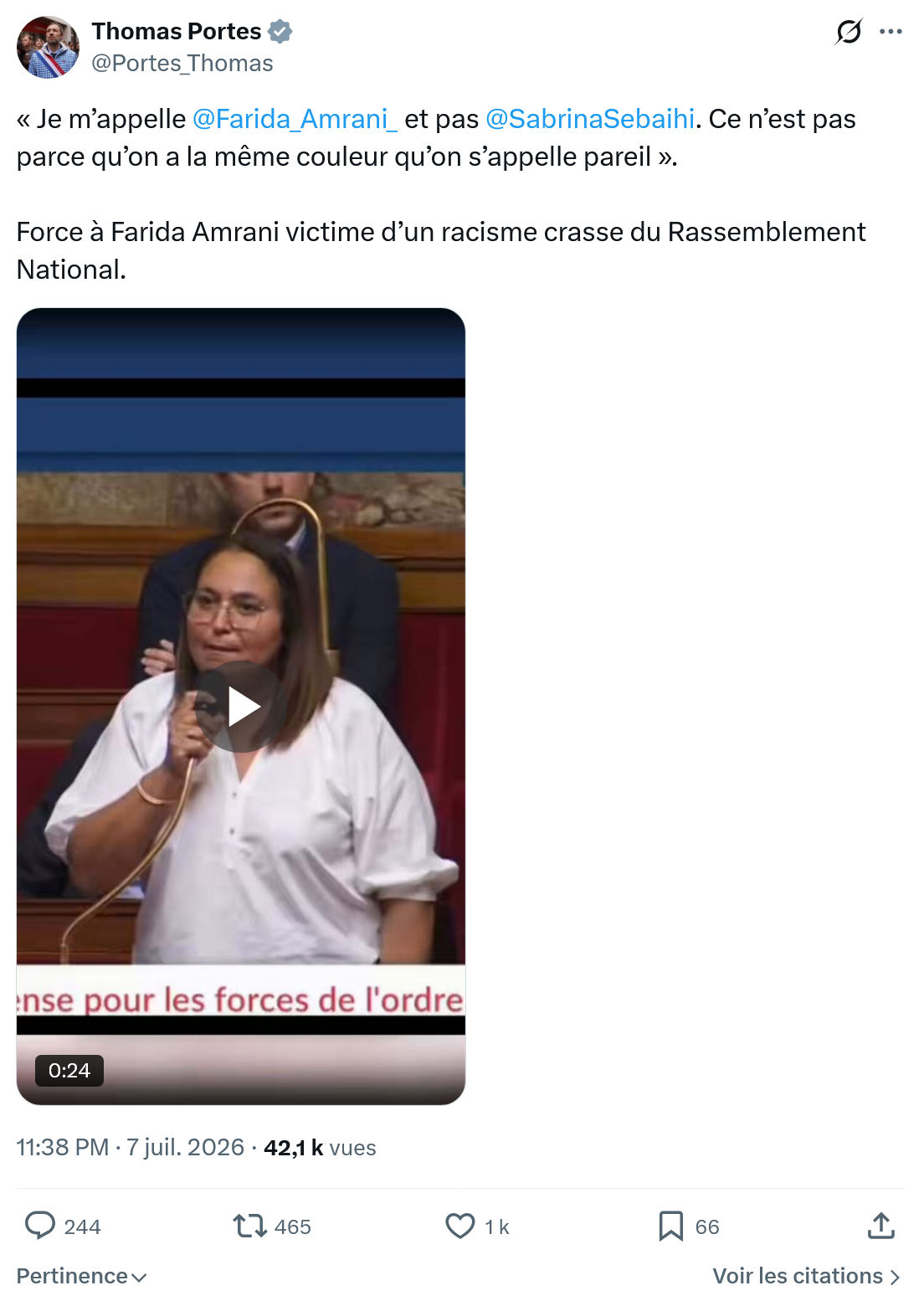 Thomas Portes: Je m’appelle @Farida_Amrani_...