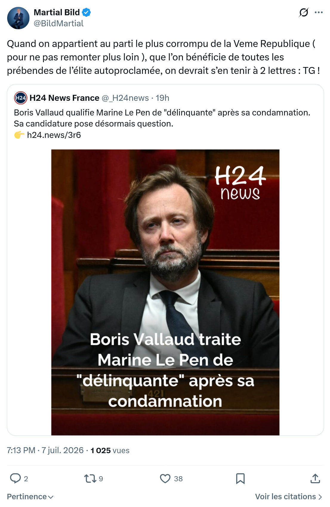 Martial Bild: Quand on appartient au parti le plus corrompu de la Veme Republique...